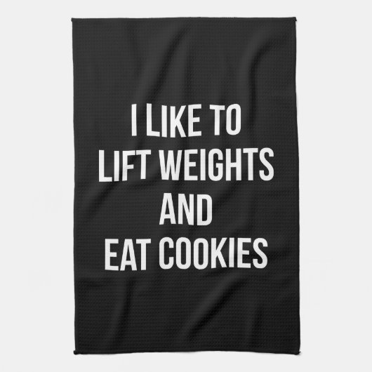 Liftgewicht en Eat Cookies - Funny Workout Theedoek (Verticaal)