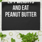 Liftgewicht en eet pindaknop - Funny Workout Theedoek (Gevouwen)