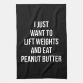 Liftgewicht en eet pindaknop - Funny Workout Theedoek (Verticaal)