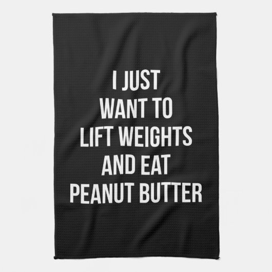 Liftgewicht en eet pindaknop - Funny Workout Theedoek (Verticaal)