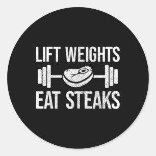Liftgewichten eten steaks, fitness en powerlifting ronde sticker