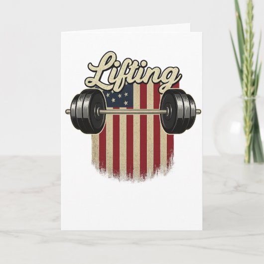Lifting Barbell American Flag Gym Vintage USA  Kaart (Voorkant)