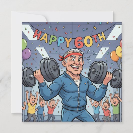 Lifting Dumbbell 60th funny birthday cards Kaart (Voorkant)