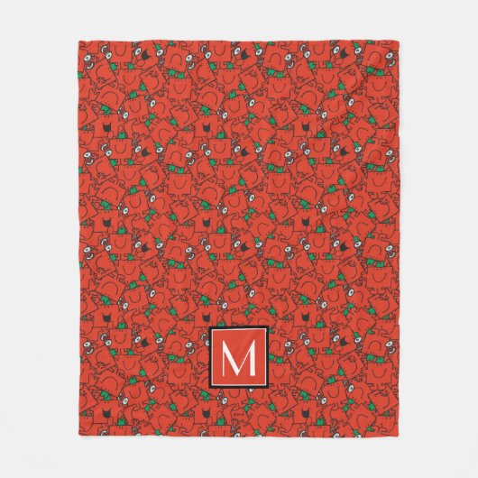 Lifting Gewichten Rood & Groen Patroon | Monogram Fleece Deken (Voorkant)