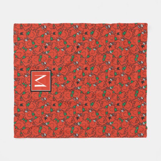 Lifting Gewichten Rood & Groen Patroon | Monogram Fleece Deken (Voorkant (Horizontaal))