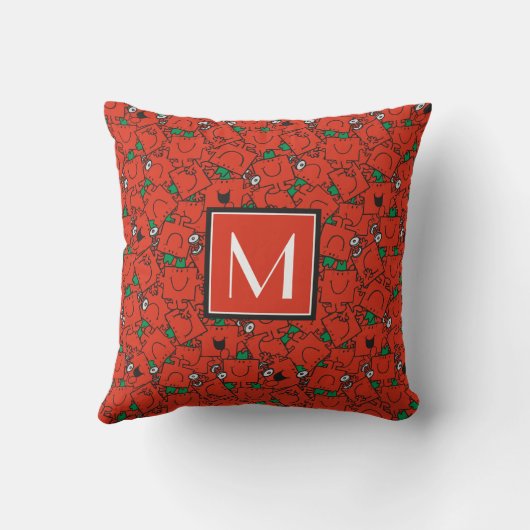 Lifting Gewichten Rood & Groen Patroon | Monogram Kussen (Achterkant)