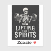 Lifting My Spirits Bodybuilding Skeleton Funny Gym Sticker (Vel)