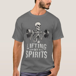 Lifting My Spirits Bodybuilding Skeleton Funny Gym T-shirt