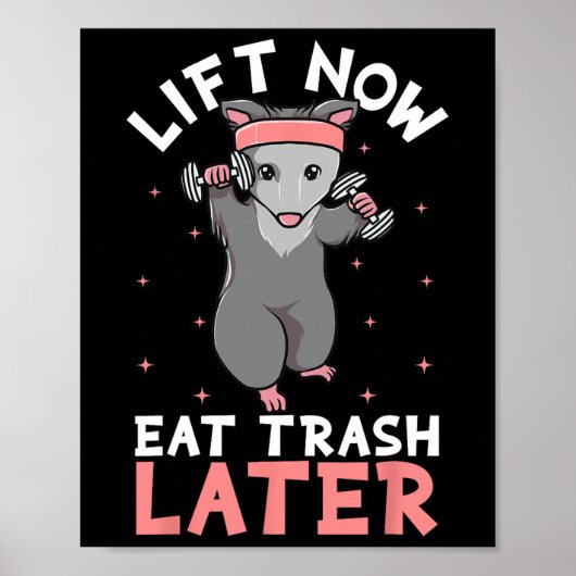 Lifting Opossum Funny Workout Gift Bodybuilding Poster (Voorkant)