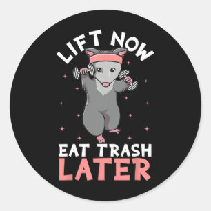 Lifting Opossum Funny Workout Gift Bodybuilding Ronde Sticker