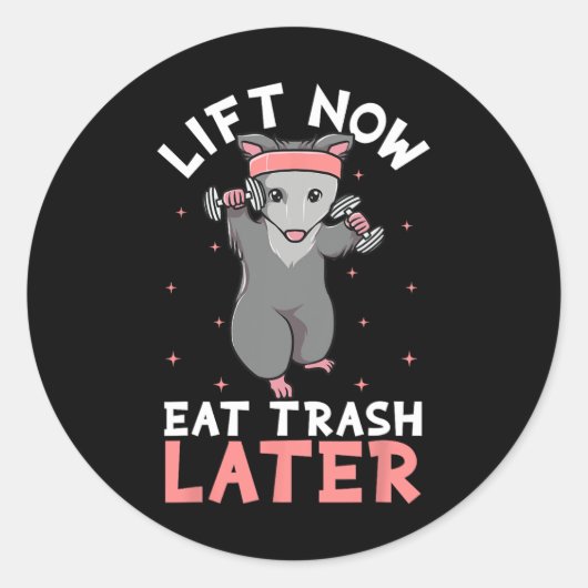 Lifting Opossum Funny Workout Gift Bodybuilding Ronde Sticker (Voorkant)