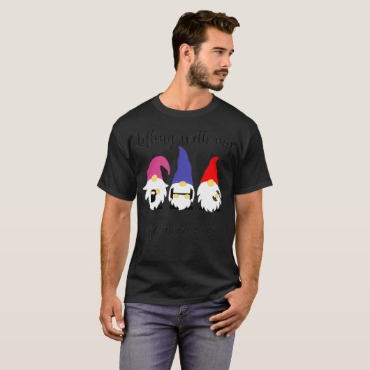 Lifting with my Gnomies workout gnomes  T-shirt (Voorkant volledig)