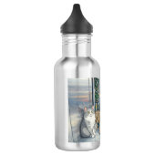 Liftmonteur met zijn katten waterfles (Links)