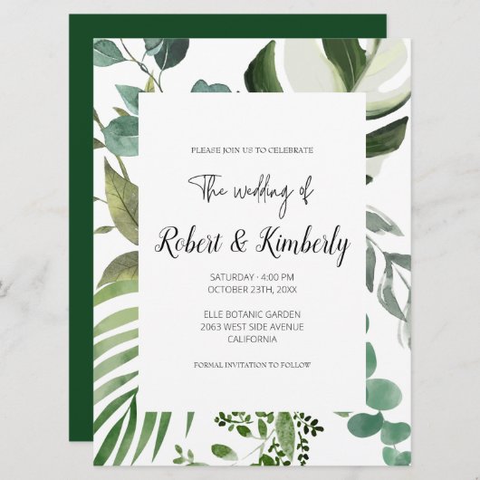 LIFY Botanische Eucalyptus verlaat bruiloft Kaart (Voorkant / Achterkant)