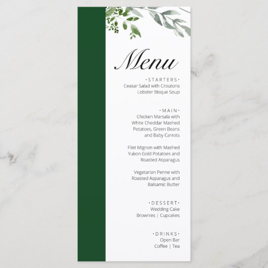 LIFY Botanische Eucalyptus verlaat bruiloft Menu (Voorkant)
