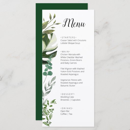 LIFY Botanische Eucalyptus verlaat bruiloft Menu (Voorkant / Achterkant)