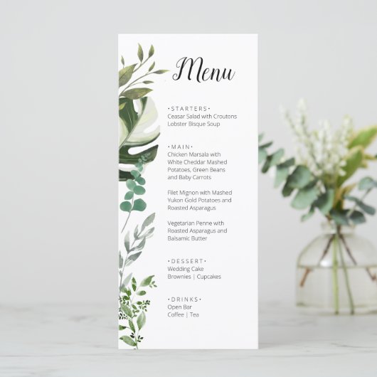 LIFY Botanische Eucalyptus verlaat bruiloft Menu (Staand voorkant)