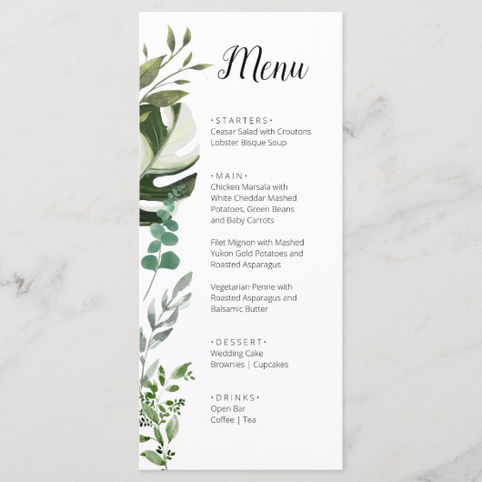 LIFY Botanische Eucalyptus verlaat bruiloft Menu (Voorkant)