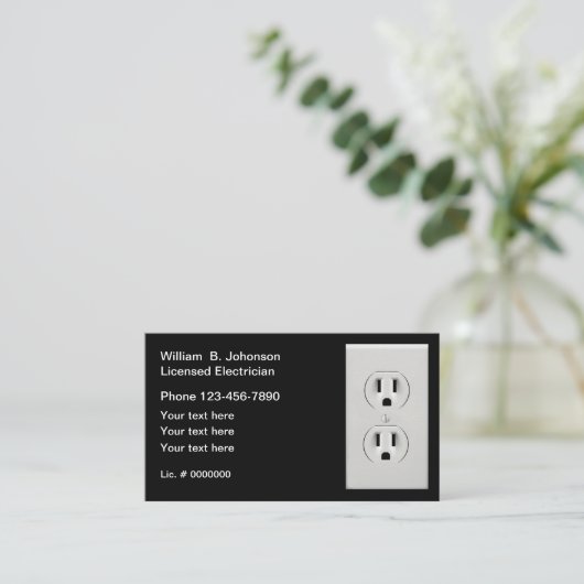 LIgecensureerd elektricien modern Visitekaartje (Staand voorkant)