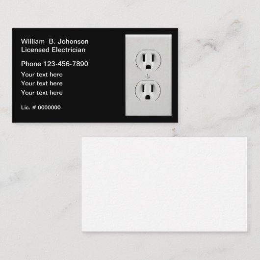 LIgecensureerd elektricien modern Visitekaartje (Voorkant / Achterkant)