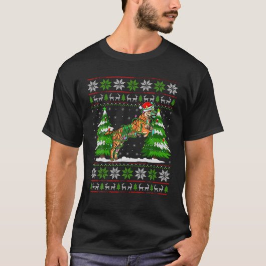 Liger Kerstverlichting Kerstmis Lelijke trui Kerst T-shirt (Voorkant)