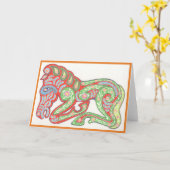 Liggend rode pony-kaart kaart (Gele Bloem)