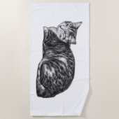 Liggend Tabby Kat Monochrome Strandlaken (Voorkant)