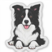 Liggende Border Collie Sticker (Voorkant)