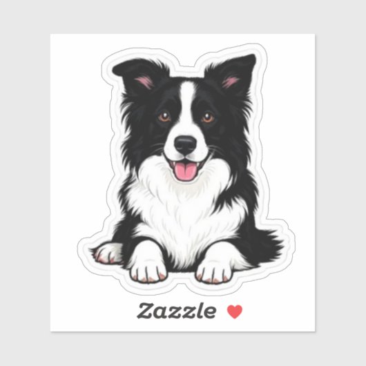 Liggende Border Collie Sticker (Vel)