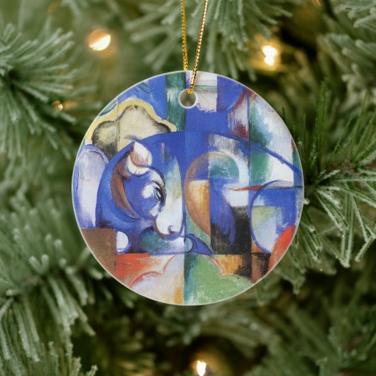 Liggende Stier door Franz Marc, Vintage Cubisme Ku Keramisch Ornament (Boom)