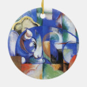Liggende Stier door Franz Marc, Vintage Cubisme Ku Keramisch Ornament (Achterkant)
