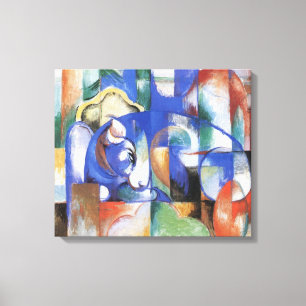 Liggende Stier van Franz Marc, Vintage Cubisme Kun Canvas Afdruk