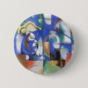 Liggende Stier van Franz Marc, Vintage Cubisme Kun Ronde Button 5,7 Cm
