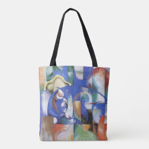 Liggende Stier van Franz Marc, Vintage Cubisme Kun Tote Bag