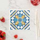 Ligh Blue Yellow Azulejo Mediterranean Party Servet (Insitu)