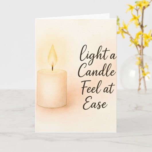 Light a Candle Feel at Ease Folded Greeting Card Kaart (Gele Bloem)