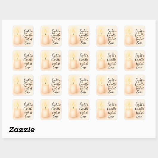 Light a Candle Feel at Ease Vierkante Sticker (Vel)