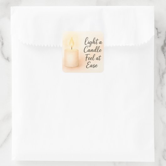 Light a Candle Feel at Ease Vierkante Sticker (Tas)