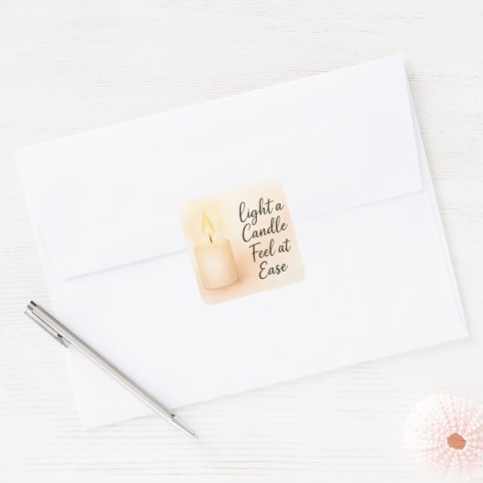 Light a Candle Feel at Ease Vierkante Sticker (Envelop)