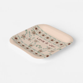 Light Abriot and Green Elegant Designer Square Papieren Bordje