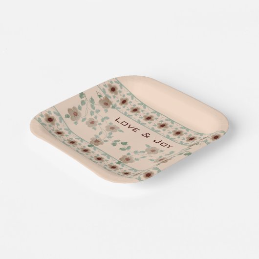 Light Abriot and Green Elegant Designer Square Papieren Bordje (Gebogen)