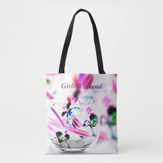 Light Airy Orchids Glass Overlay "Girls Weekend" Tote Bag (Voorkant)