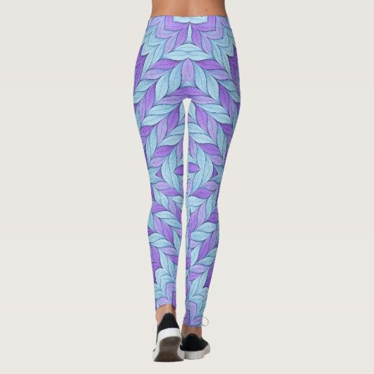Light Amethyst and Pale Aqua Pattern Leggings (Achterkant)