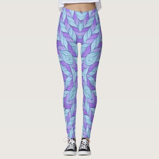 Light Amethyst and Pale Aqua Pattern Leggings (Voorkant)