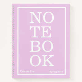 Light Amethyst Purple Modern Big "NOTEBOOK" Notitieboek
