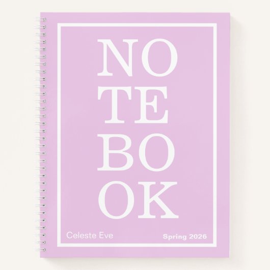 Light Amethyst Purple Modern Big "NOTEBOOK" Notitieboek (Voorkant)