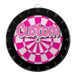 Light and Dark Pink, Black, White Edge Text Custom Dartbord