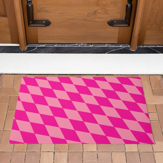 Light and Dark Pink Harlequin Diamonds Checkers Deurmat