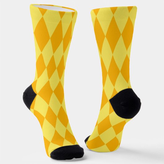 Light and Dark Yellow Harlequin Diamonds Checkers  Sokken