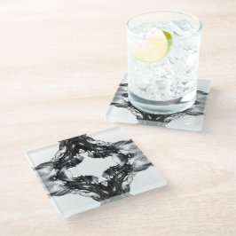 Light and Darkness Abstract Black White Fluid Art Glazen Onderzetter